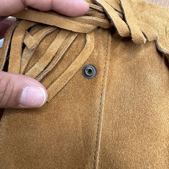 Minnetonka Women's Fringe Suede Mid Calf Boots Size 8 Camel Tan - Picture 3 of 10